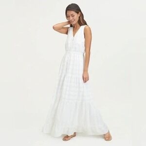 Splendid Collection White Maxi Dress XS‎ Cotton Tiered Boho Summer Resort Beach